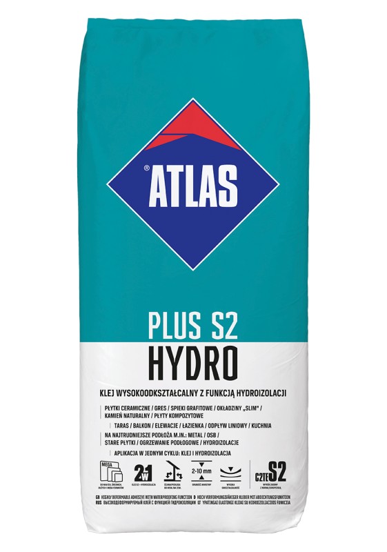 ATLAS PLUS S2 HYDRO - ypatingai elastingi klijai su hidroizoliacijos funkcija