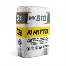 MK 510 KLIJAI SILIKATINIAMS IR AKYTO BETONO BLOKELIAMS MITTO MK510, 25 KG