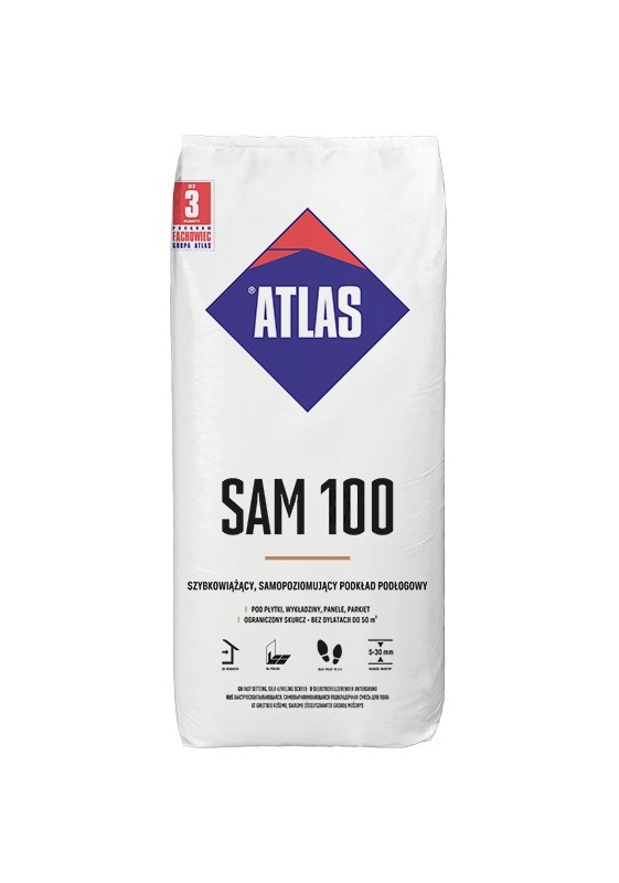 SAM 100, 25 kg, išsilyginantis grindų mišinys, (5-30 mm), Atlas