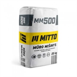MM500 mūro mišinys, stiprumo klasė M10, 25 KG, MITTO